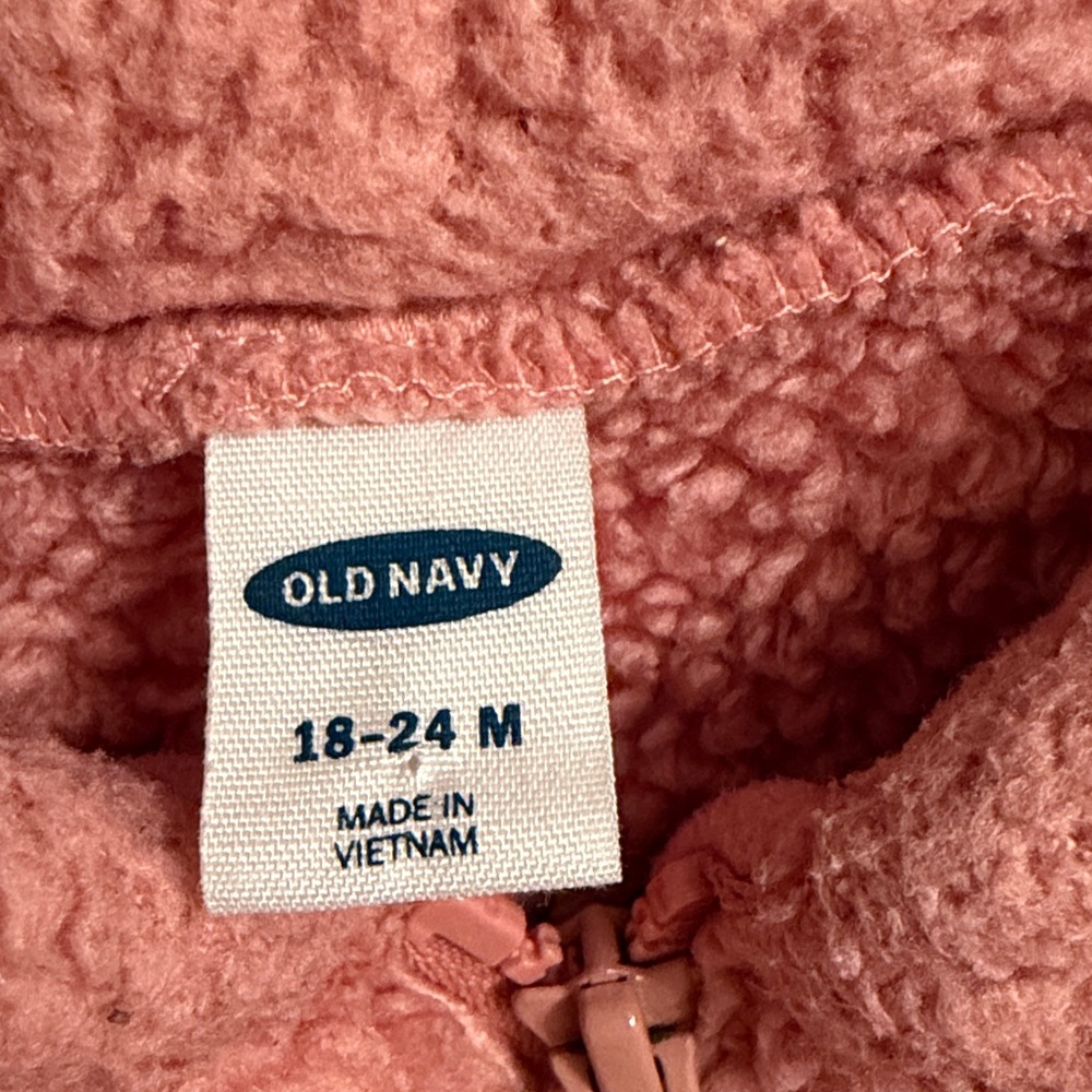 Gap Cream Knit Cable Knit Hoodie & Fleece Pink Vest 18-24mo - Picture 6 of 7